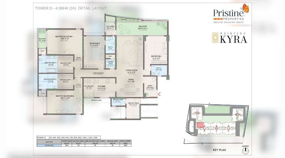 Pristine-KYRA-FLoor-Plan-4.5 BHK- 2637 Sqft
